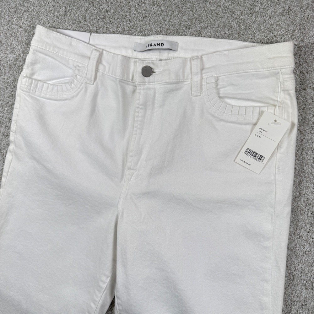 NEW J Brand Ruby High-Rise Crop‎ Cigarette Jeans Women 32 White